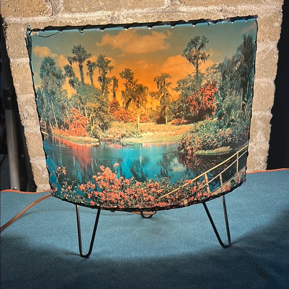 Vintage Scenic Lampshade with Vibrant Colors